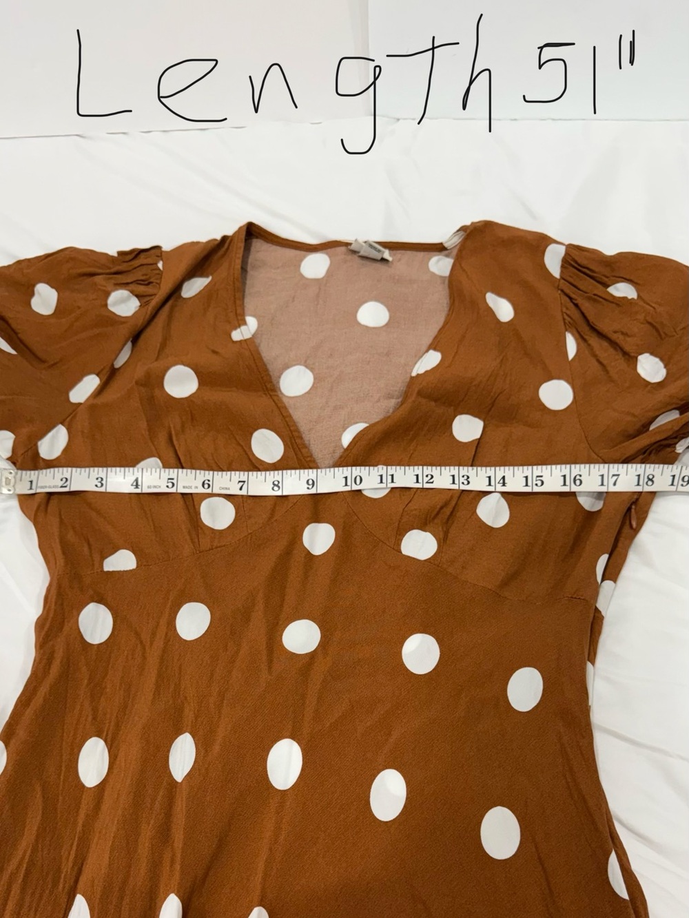 a new day Rust Polka Dot Midi Dress White polka Dots size M - Picture 8 of 8